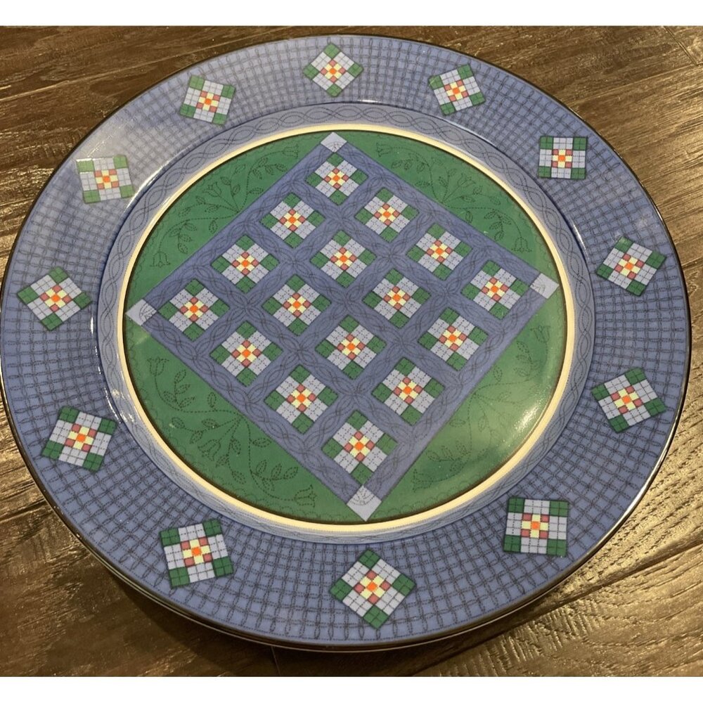 Dansk Nine Patch Quiltings Dinnerware Platter Chop Plate‎ Portugal Vintage 13"